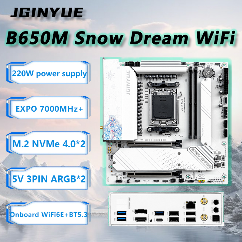 JGINYUE B650M Snow Dream WiFi  - Ddr5 Rgb Ram avaliação e preço