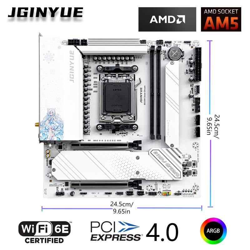 JGINYUE B650M Snow Dream WiFi  - Ddr5 Rgb Ram avaliação e preço